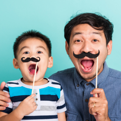 Father and soon having fun with the mustache icon of Movember to advocate for men’s health and understanding of healthy masculinity.